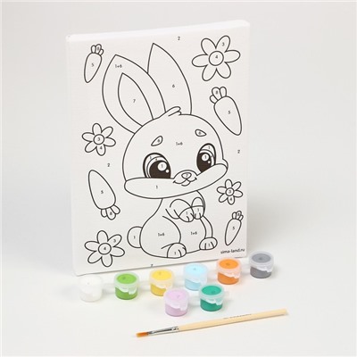 Картина по номерам для детей «Зайка с морковками», 21×15 см