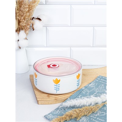 Контейнер салатник 800 мл крышка с клапаном / BCF-120 /уп 10/ Фарфор