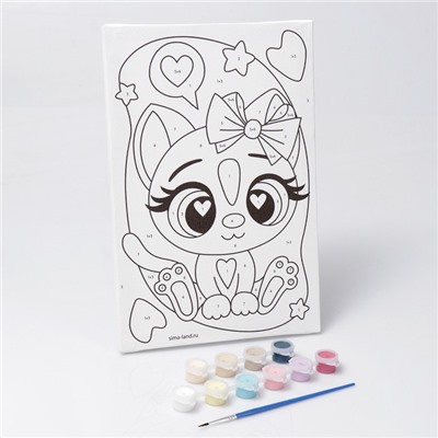 Картина по номерам для детей «Кошечка с бантиком», 20×30 см