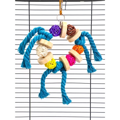 Игрушка для птиц «Браслет», 13.5×5 см, с колокольчиками, цвет МИКС