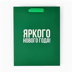 Пакет подарочный новогодний «Яркого Нового года», голография, MS 18×10×23 см