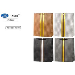 Пакет бумажный 18х23х10 см "СТИЛЬ" плотный, цветной с рисунком, ассорти МС-6222 Basir