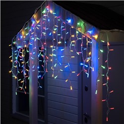 Гирлянда "Бахрома" 3 х 0.9 м , IP65, УМС, белая нить каучук, 144 LED, свечение мульти, 220 В