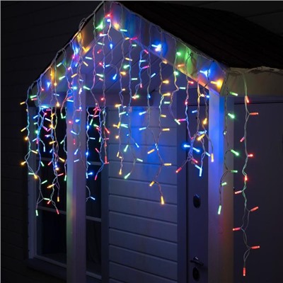Гирлянда "Бахрома" 3 х 0.9 м , IP65, УМС, белая нить каучук, 144 LED, свечение мульти, 220 В