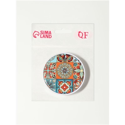 Зеркало складное «Витраж», d=7.3 см, с увеличением х2, оранжевое/синее