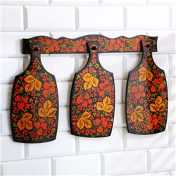 Набор разделочных досок с держателем «Хохлома», 3 шт., 48×33×1 см, дерево