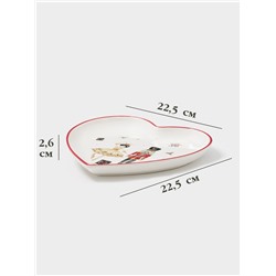 Тарелки сервировочные новогодние Доляна «Сказочный бал.Щелкунчик», набор 2 шт., 22.5×2.6 см, 16.5×2 см, доломит, белые