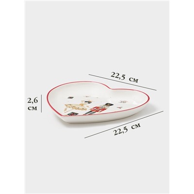 Тарелки сервировочные новогодние Доляна «Сказочный бал.Щелкунчик», набор 2 шт., 22.5×2.6 см, 16.5×2 см, доломит, белые