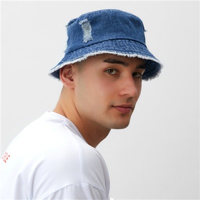 Панама унисекс MINAKU джинсовая, синяя, размер 56-58