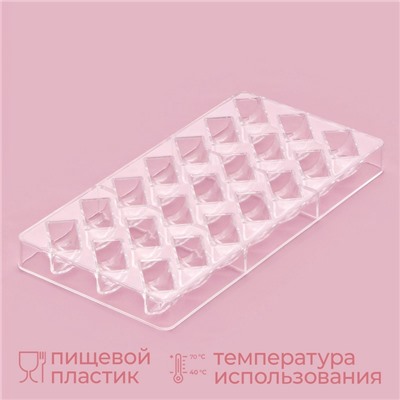 Форма для конфет и шоколада KONFINETTA «Плетёный батон», 27.5×17.5×2.5 см, 21 ячейка 3.5×1.5×1.5 см, прозрачная