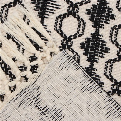 Дорожка на стол Этель 30×180 см, 50% хлопок 50% п/э, бежевая/чёрная