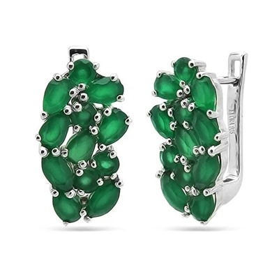 Серьги из серебра зеленый агат, Жаден