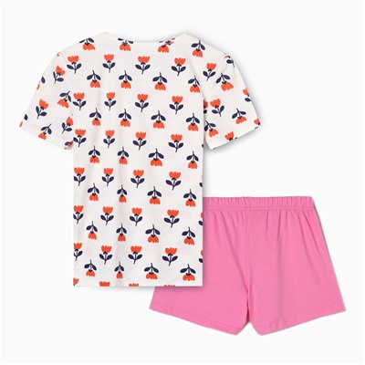 Пижама женская (футболка, шорты) Catfit, молочная, размер 44