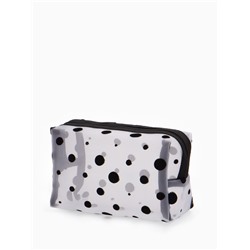 Косметичка женская DOT, с рисунком, сетка, на молнии, белая