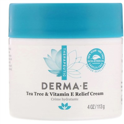Derma E, Успокаивающий крем с маслом чайного дерева и витамином Е, 113 г (4 унции)
