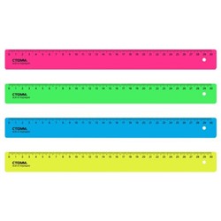 Линейка пластиковая 30 см пластиковая, непрозрачная, неоновые цвета, ассорти ЛН31(028388) Стамм