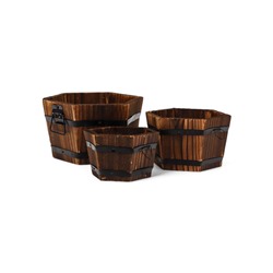 Набор кашпо для цветов «Шестиугольники», деревянный, 3 предмета