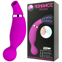 Двусторонний стимулятор Romance Pecker - с вибрацией и функцией всасывания