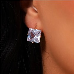 Серьги с крупным камнем ювелирная бижутерия коллекция "Дубай" покрытие позолота, вставка: стекло, цвет: прозрачный, арт.414.717