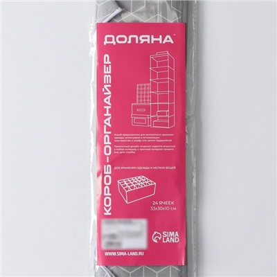 Органайзер для хранения белья Доляна «Фора», 24 ячейки, 30×33×10 см, серый