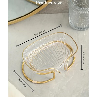 Стильная мыльница на подставке благородный зеленый с золотом