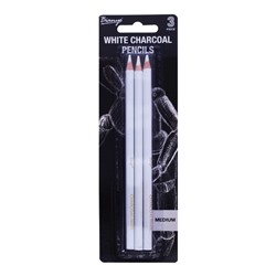 Карандаши угольные, белые, 3 шт. в наборе, средние