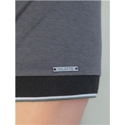 Футболка поло с воротником на пуговтцах из полотна пике с меланжевым плетением с эластаном