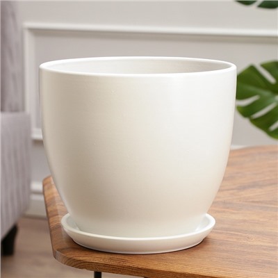 Горшок для цветов «Колор гейм», керамический, с поддоном, 5.9 л, белый