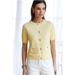 Кардиган c коротким рукавом вязаный из хлопка с акрилом VILATTE, 1230597