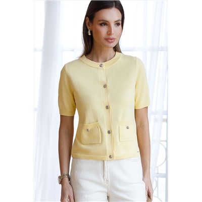 Кардиган c коротким рукавом вязаный из хлопка с акрилом VILATTE, 1230597