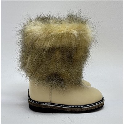 Унты детские бежевые “Страус” кожаные на войлочной подошве