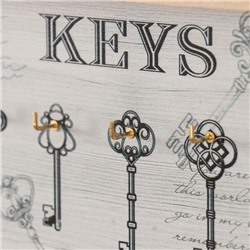 Настенные крючки декоративные «Ретро. Ключи», дерево, 29.8×2.5×13.6 см