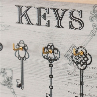 Настенные крючки декоративные «Ретро. Ключи», дерево, 29.8×2.5×13.6 см