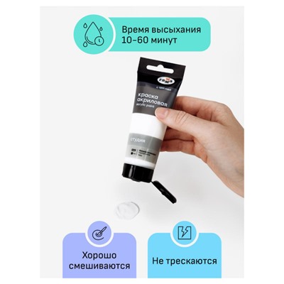 Акриловая краска  75 мл "Студия" белила титановые, в тубе 280220009 Гамма