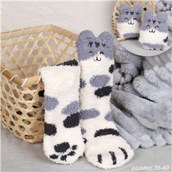 Носки женские флисовые р. 35-40 Лапки новогодний № 4 / MNZ-19/4 /721638