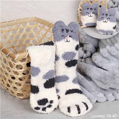 Носки женские флисовые р. 35-40 Лапки новогодний № 4 / MNZ-19/4 /721638