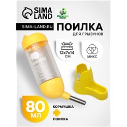 Комплекс для грызунов с кормушкой и поилкой 80 мл, микс цветов