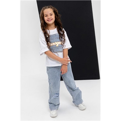 Костюм 28031 детский (Белый/джинс)