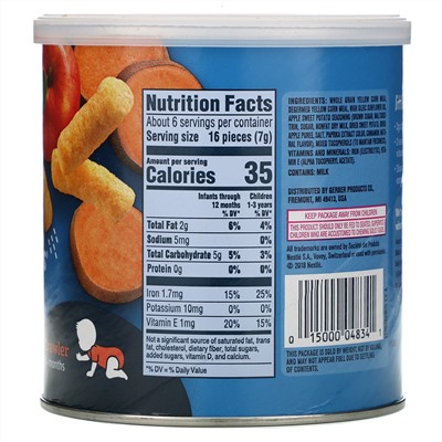 Gerber, Lil 'Crunchies, палочки для малышей от 8 месяцев, яблоко и батат, 42 г (1,48 унции)