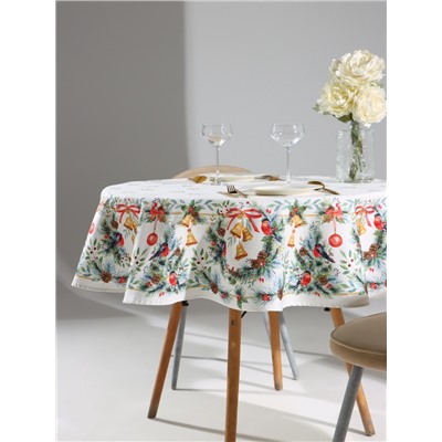Скатерть новогодняя «Этель» Christmas bells, d=150 см ±3 см с ГМВО, 100% хлопок, саржа 190 г/м²