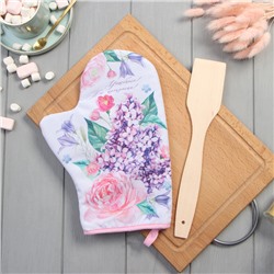 Кухонный набор «Улыбнись», варежка-прихватка 20×28 см, лопатка деревянная