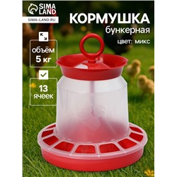 Кормушка бункерная для домашней птицы на 5 кг, цвет МИКС