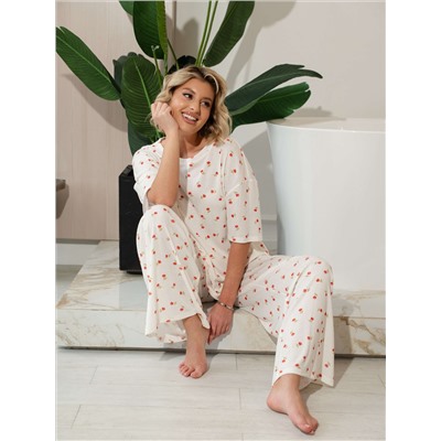 Костюм домашний с брюками Мона (белый) К15209-1М