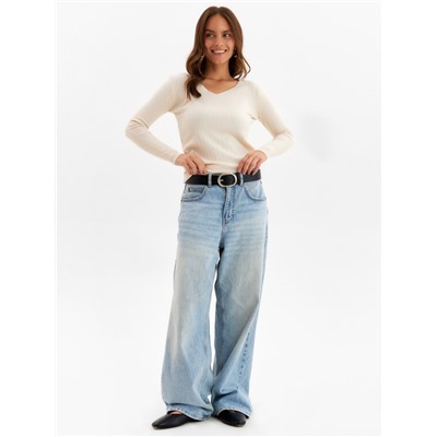 Джемпер женский с v-образным вырезом MINAKU, бежевый, размер 42-44