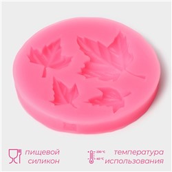 Молд для заливки Доляна «Лист кленовый», силикон, 6.5×0.8 см, розовый