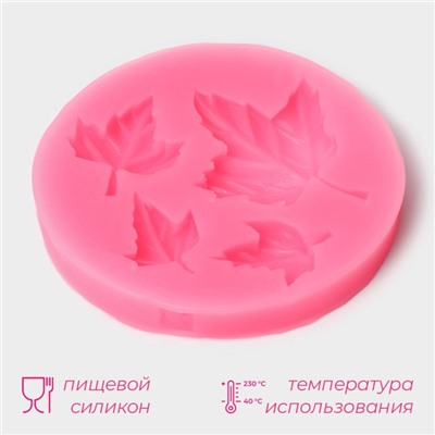 Молд для заливки Доляна «Лист кленовый», силикон, 6.5×0.8 см, розовый
