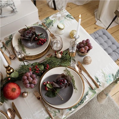 Скатерть новогодняя «Этель» Beautiful Christmas, 149×220 см с ГМВО, хлопок 100%, 190 г/м²