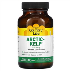 Country Life, Arctic-Kelp, арктические бурые водоросли, 225 мкг, 300 таблеток