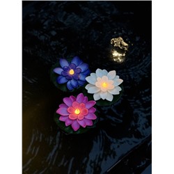 Садовый светильник для водоёмов «Лотос», 10×13×15 см, на батарейке, розовый