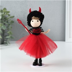 Интерьерная кукла текстильная «Девочка в костюме чертёнка», 4×5×13.5 см